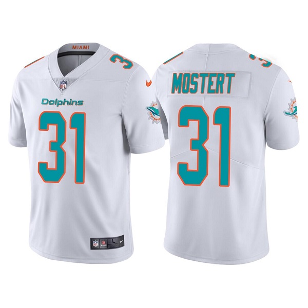 Men??s Miami Dolphins #31 Raheem Mostert White Vapor Untouchable Limited Stitched Football Jersey